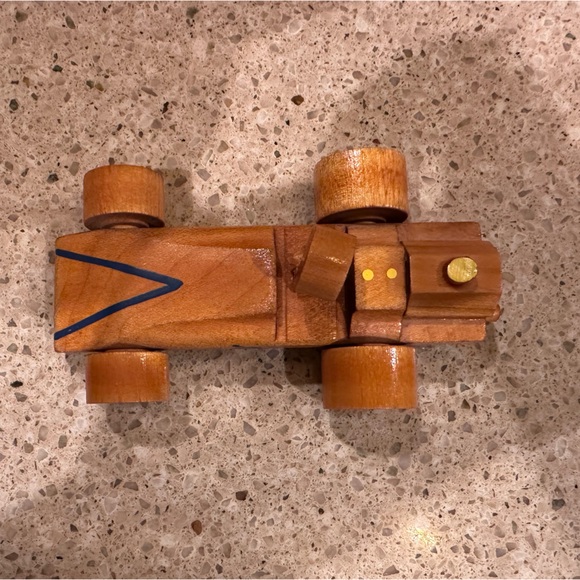 TUFFER USA Wooden Handmade Race Car W Yellow And Blue Detailing - Picture 7 of 16